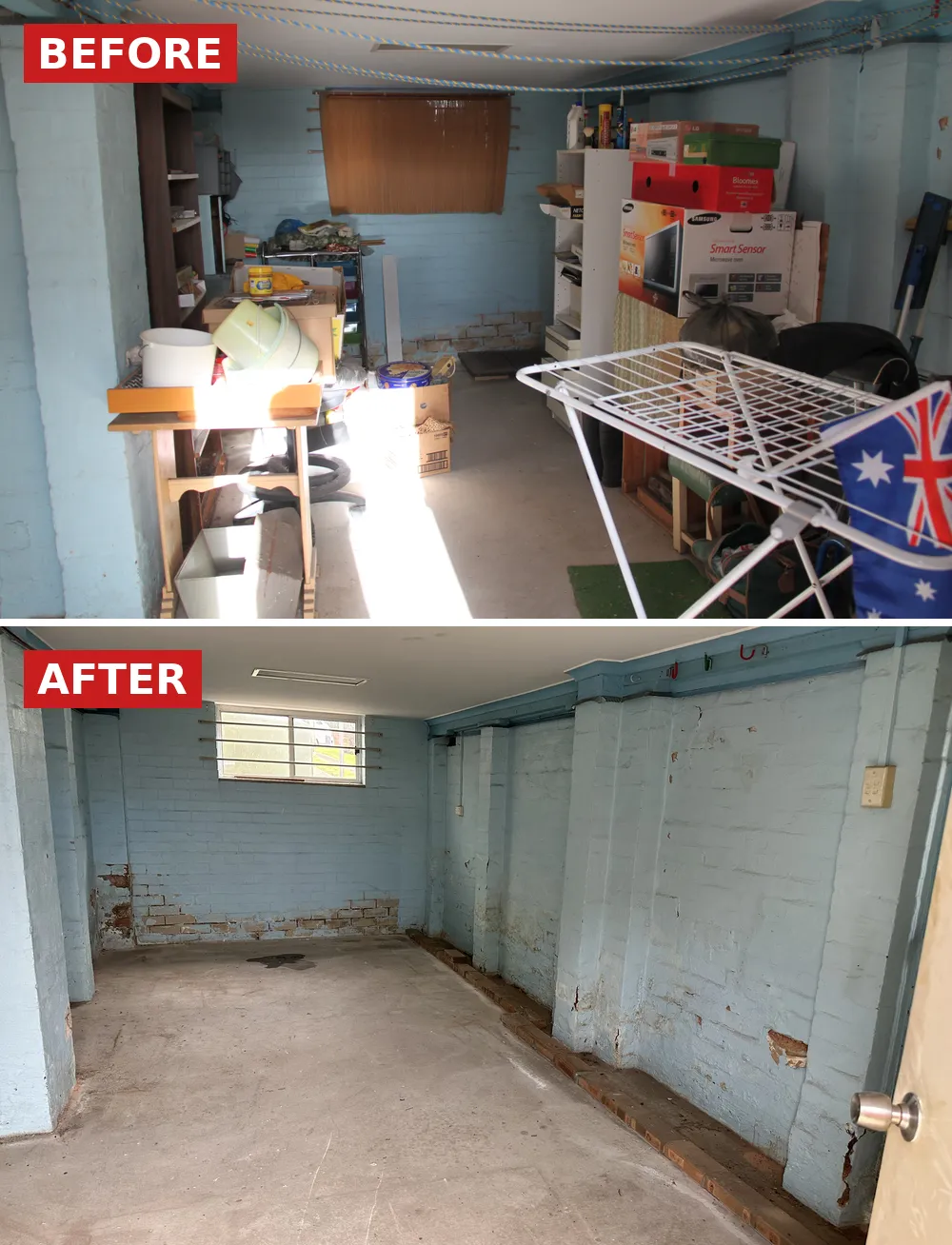 Before and after garage cleanout in Everton Park by Brizzy Rubbish Removals