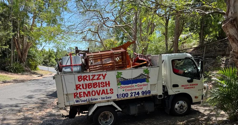 Brizzy Rubbish Removals truck loaded with furniture during a deceased estate clearance in Brisbane