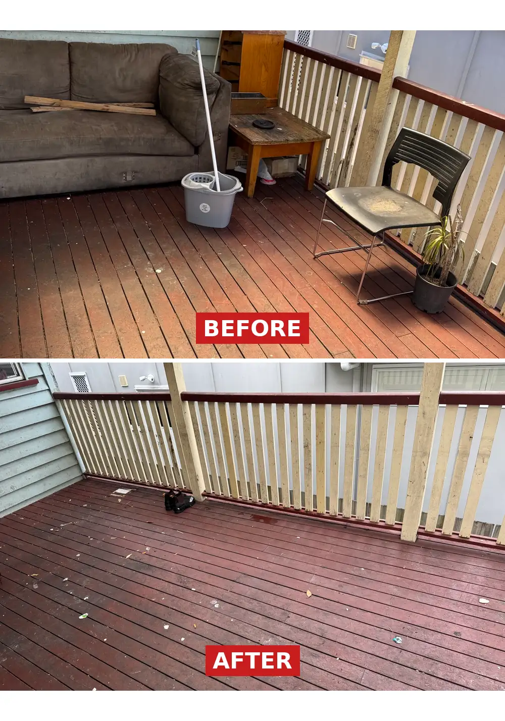 Before and after deck clearance in Grange by Brizzy Rubbish Removals